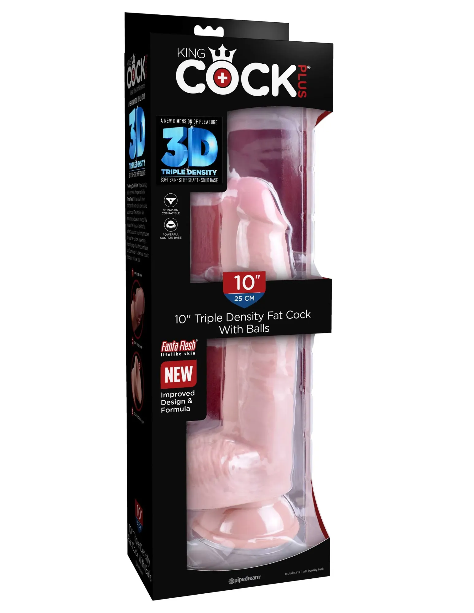 фаллоимитатор king cock plus 10" triple density fat cock with balls - flesh pipedream 572221pd в 