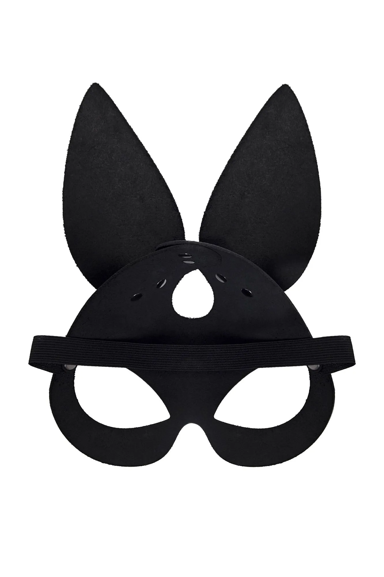 маска pecado bdsm, с ушками зайки, натуральная кожа, черный в 