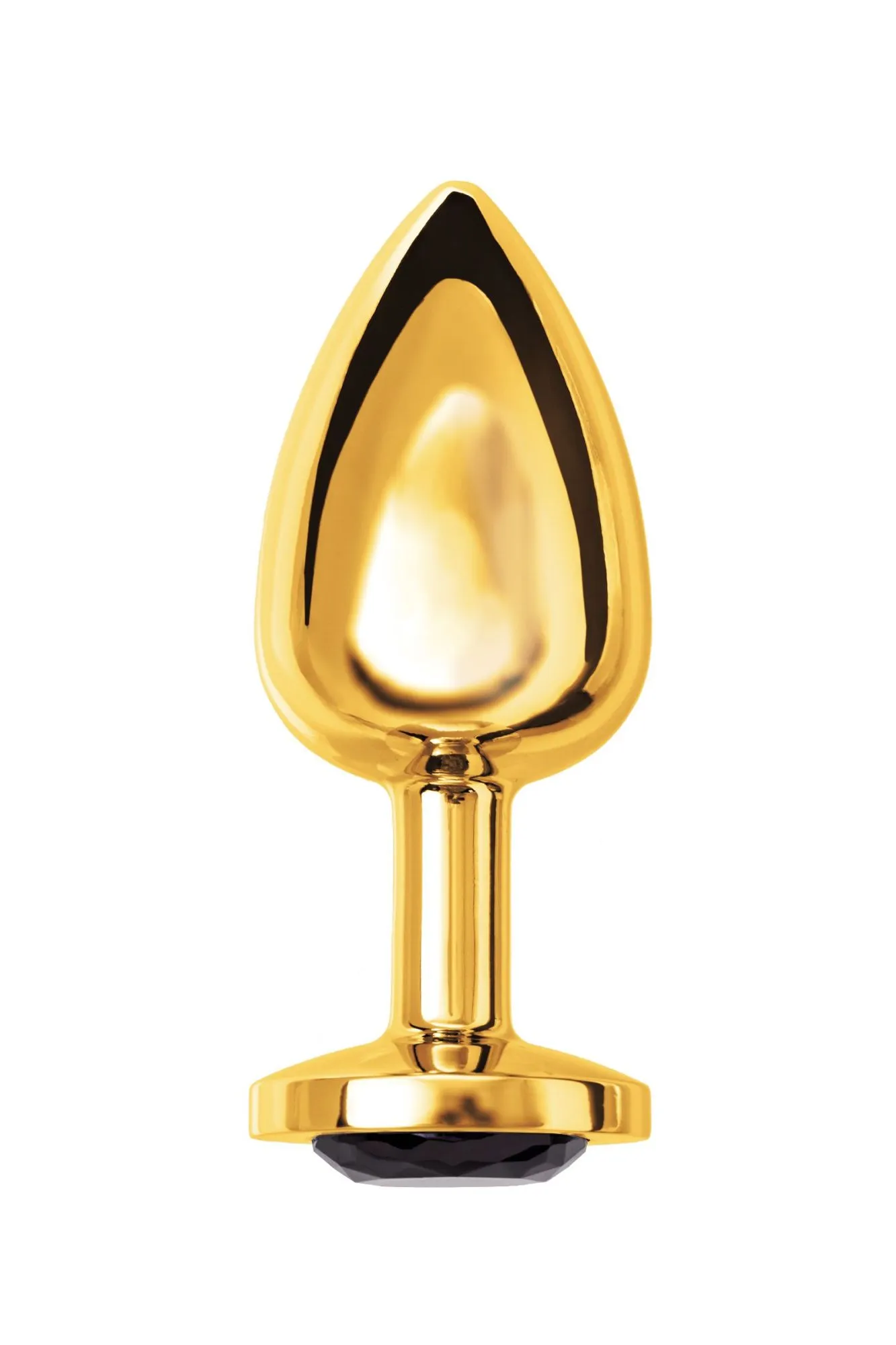 анальная втулка metal by toyfa, металл, золотая, с черным кристаллом в 