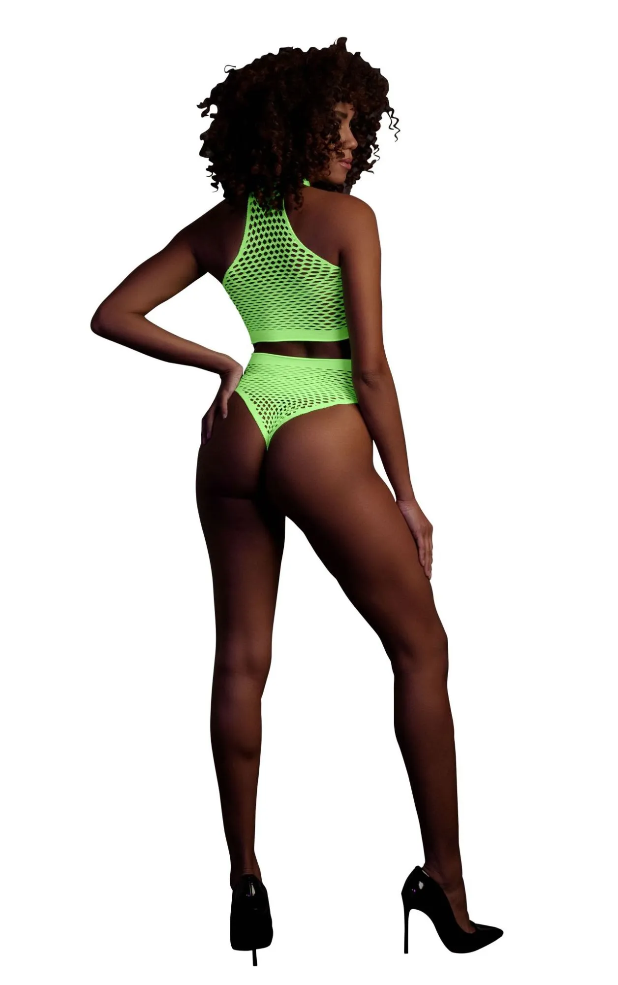 Эротическое топ и трусики turtle neck and high waist slip - green - xs/xl в 