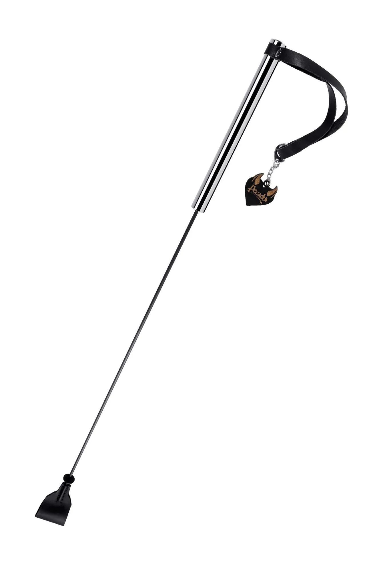 стек pecado bdsm, с металлической рукоятью, натуральная кожа, чёрный в 