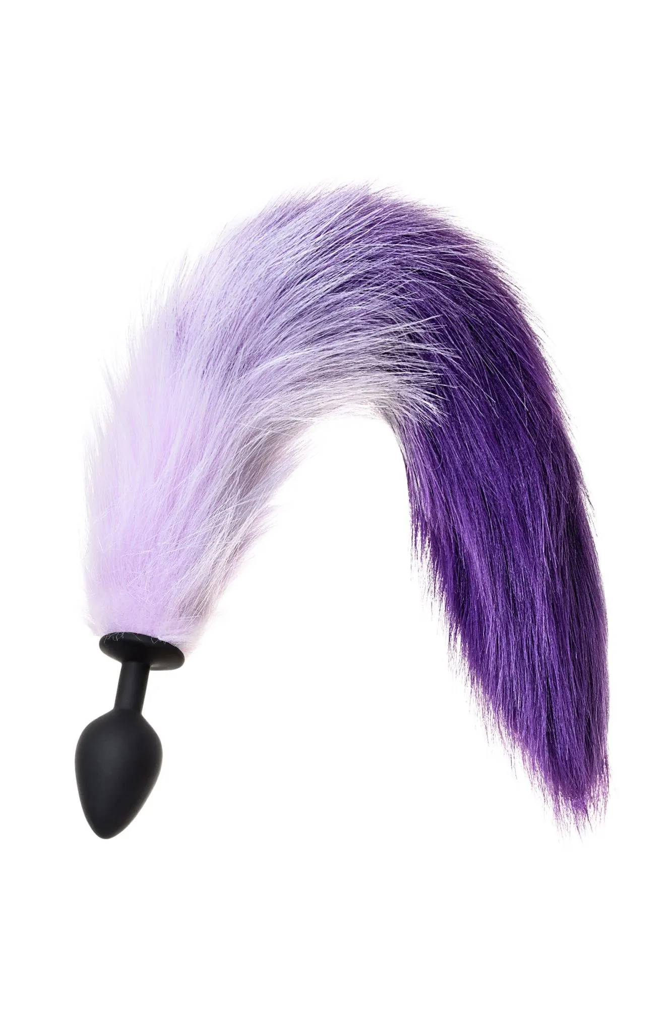 анальная втулка с бело-фиолетовым хвостом popo pleasure by toyfa, m, силикон, черная, 45 см, ø 3,3 с в 