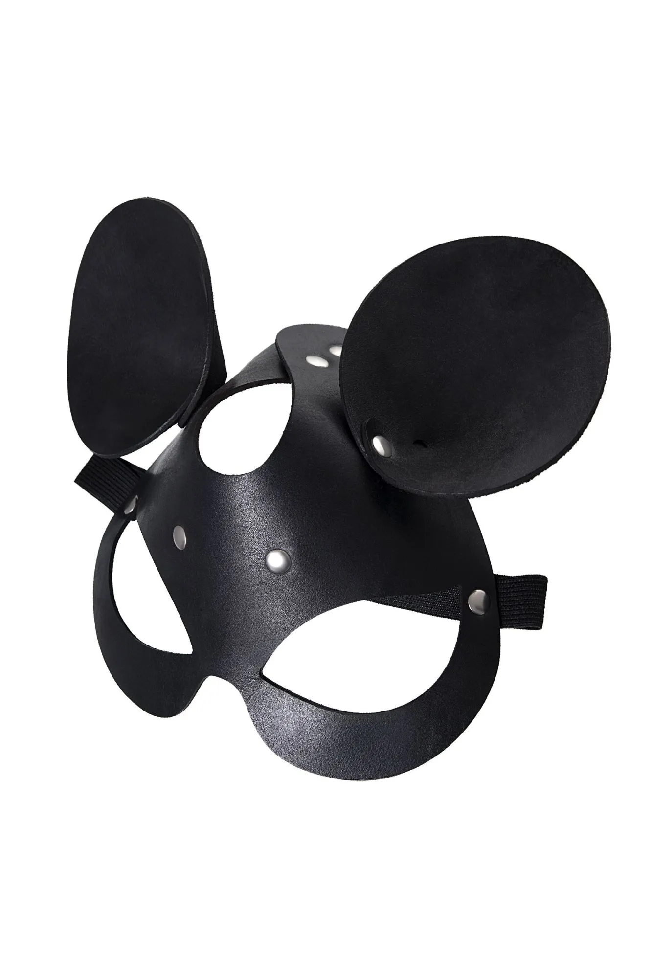 маска pecado bdsm, с ушками мышки, натуральная кожа, черный в 