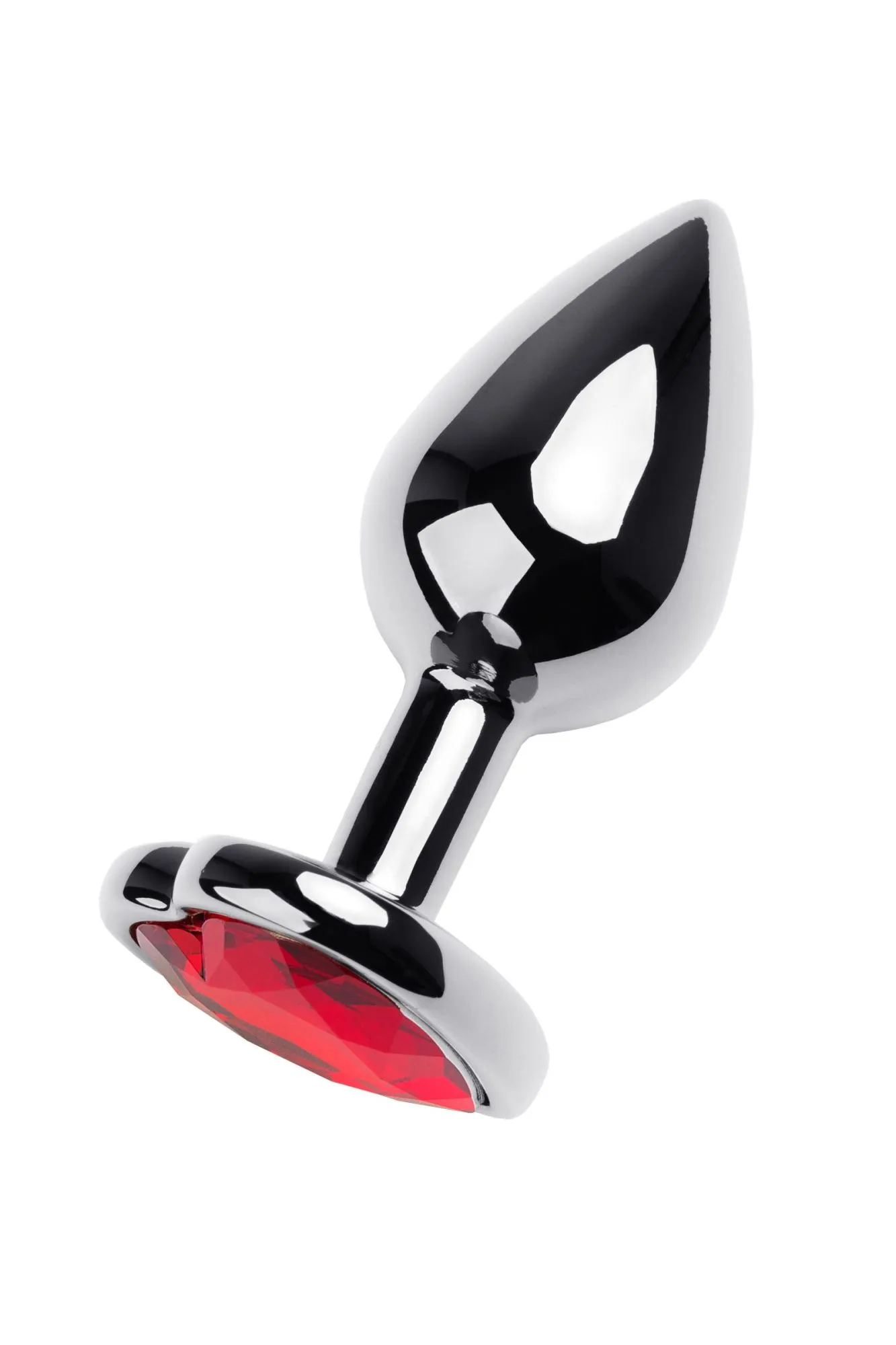 анальная втулка metal by toyfa, металл, серебряная, с красным кристаллом, 7 см, ø 2,7 см, 50 г в 