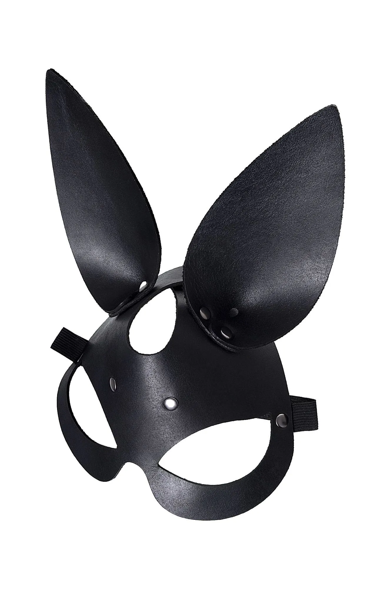 маска pecado bdsm, с ушками зайки, натуральная кожа, черный в 