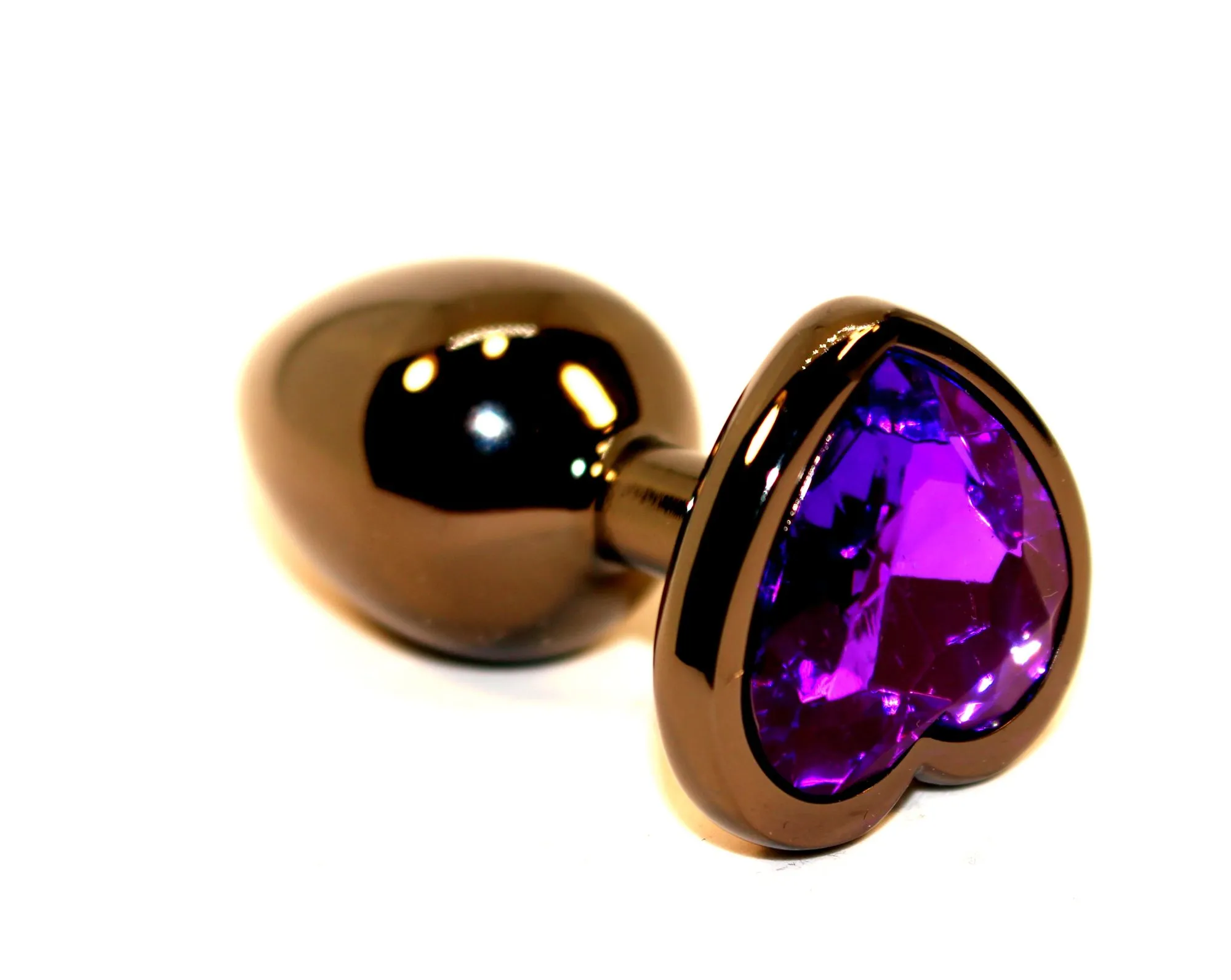 пробка анальная черная 7,5х2,8см с сердечком фиолетовый страз 47438-5mm в 