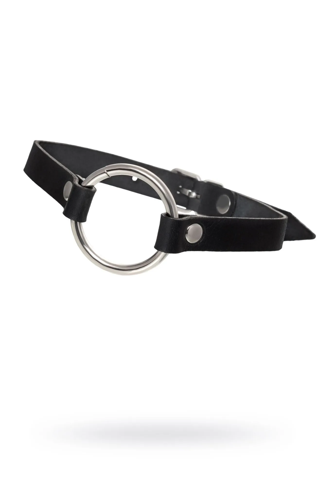 чокер pecado bdsm, с круглым кольцом, модель 1, натуральная кожа, черный в 