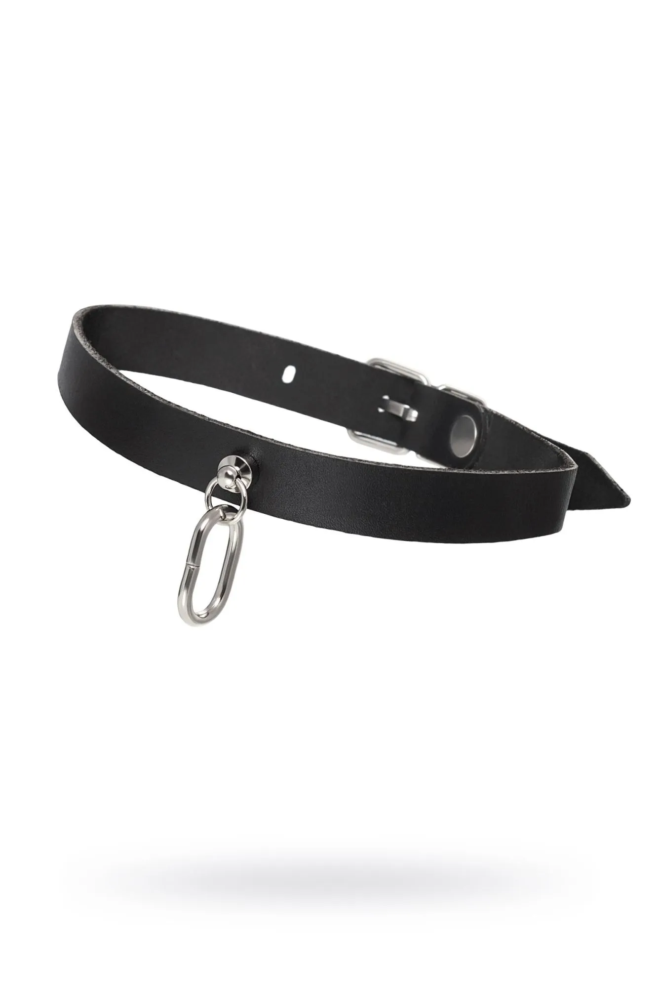 чокер pecado bdsm, с овальным кольцом, натуральная кожа, чёрный в 