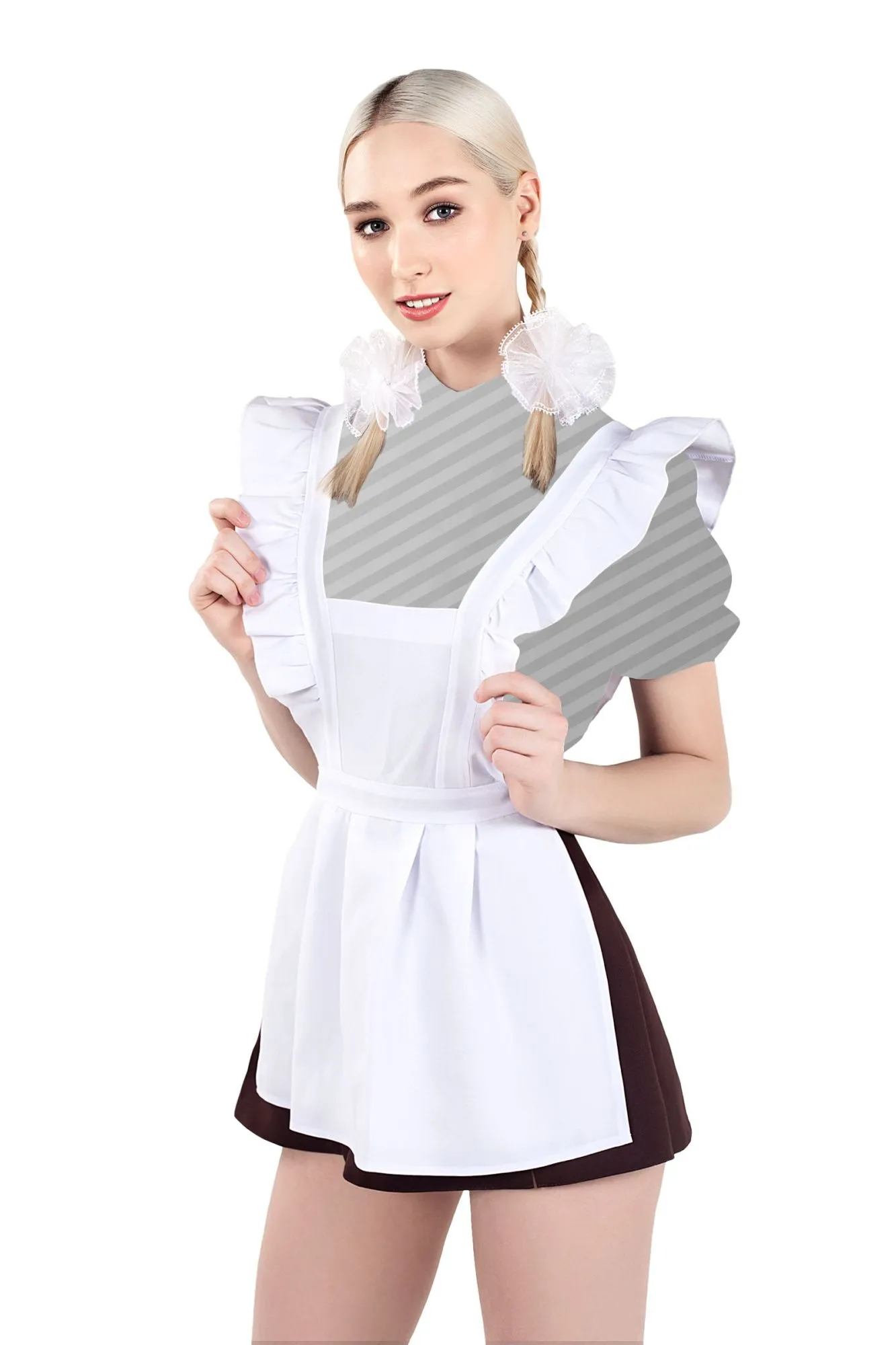 Эротическое нижняя часть костюма «русская школьница», pecado bdsm, юбка, фартук, коричнево-белый, 44-46 в 