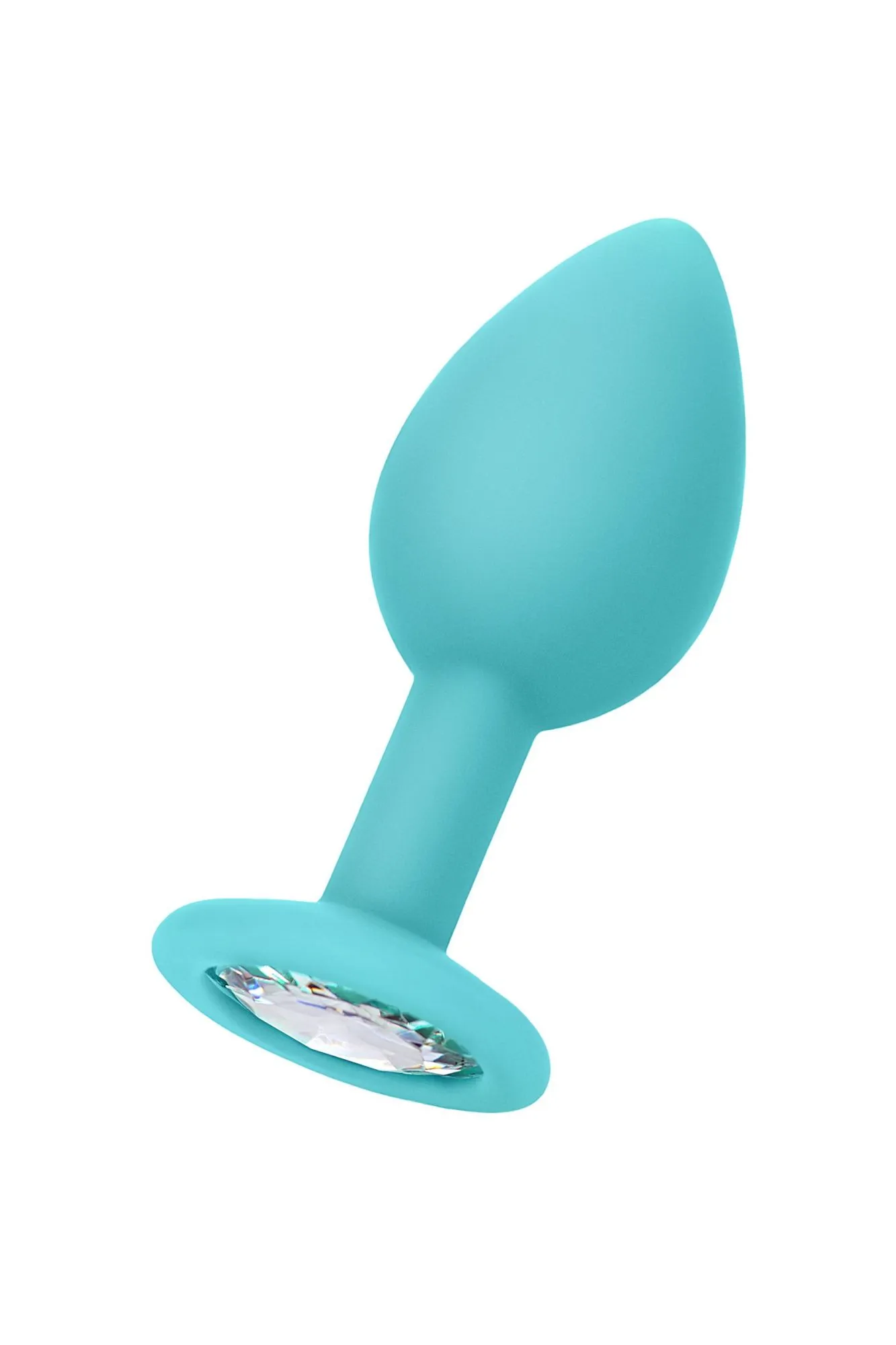 анальная втулка штучки-дрючки, силикон, с прозрачным кристаллом, голубая в 