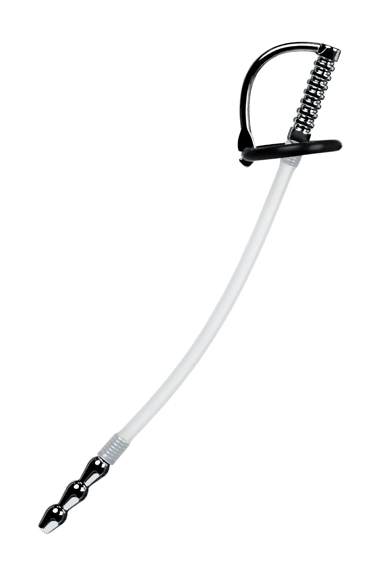 уретральный катетер metal by toyfa, со сменными фиксирующими кольцами, силикон, серебряный в 