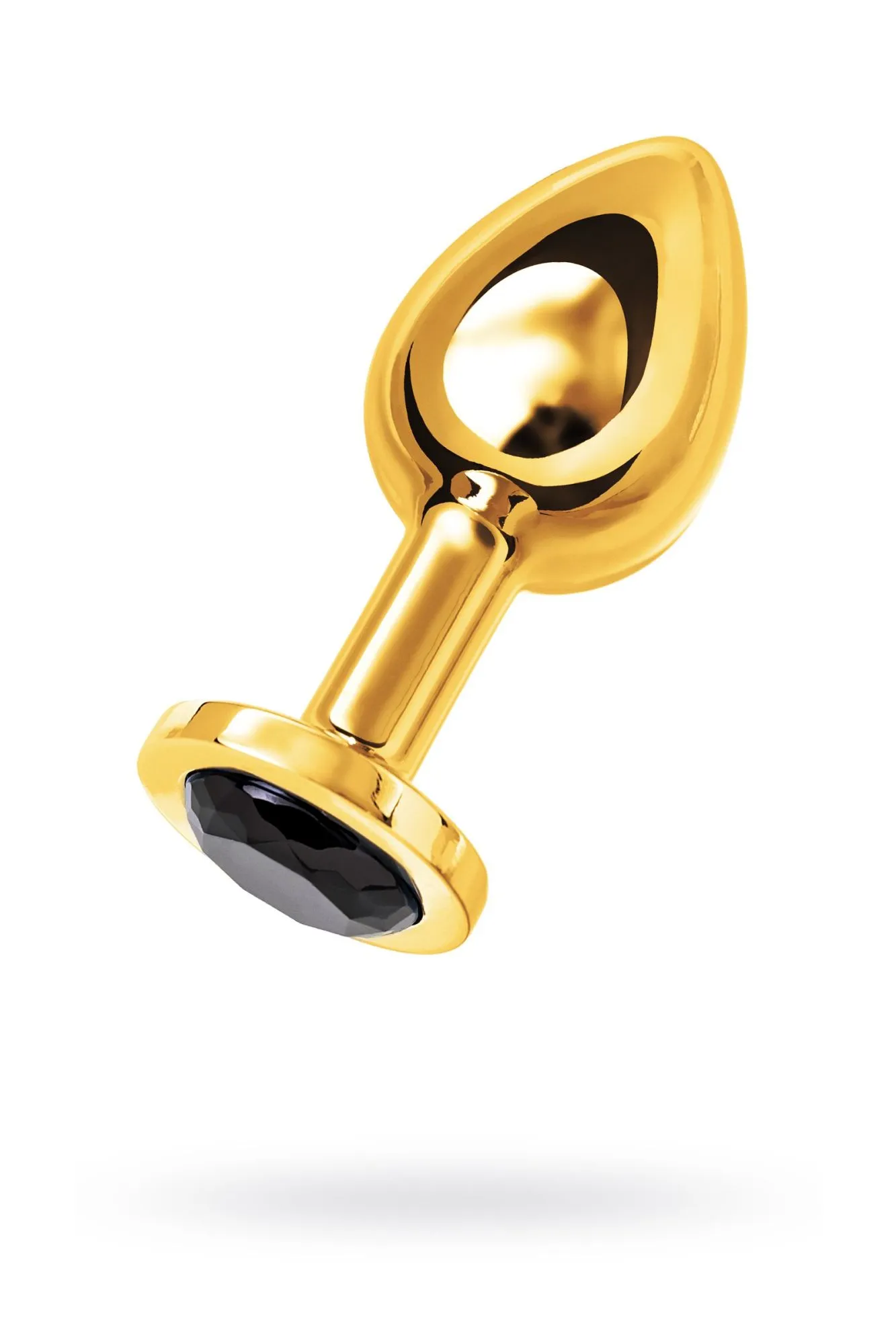 анальная втулка metal by toyfa, металл, золотая, с черным кристаллом в 