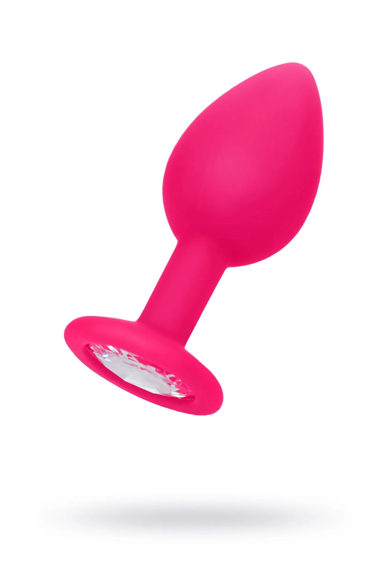 анальная втулка штучки-дрючки, с прозрачным кристаллом, силикон, розовая в 