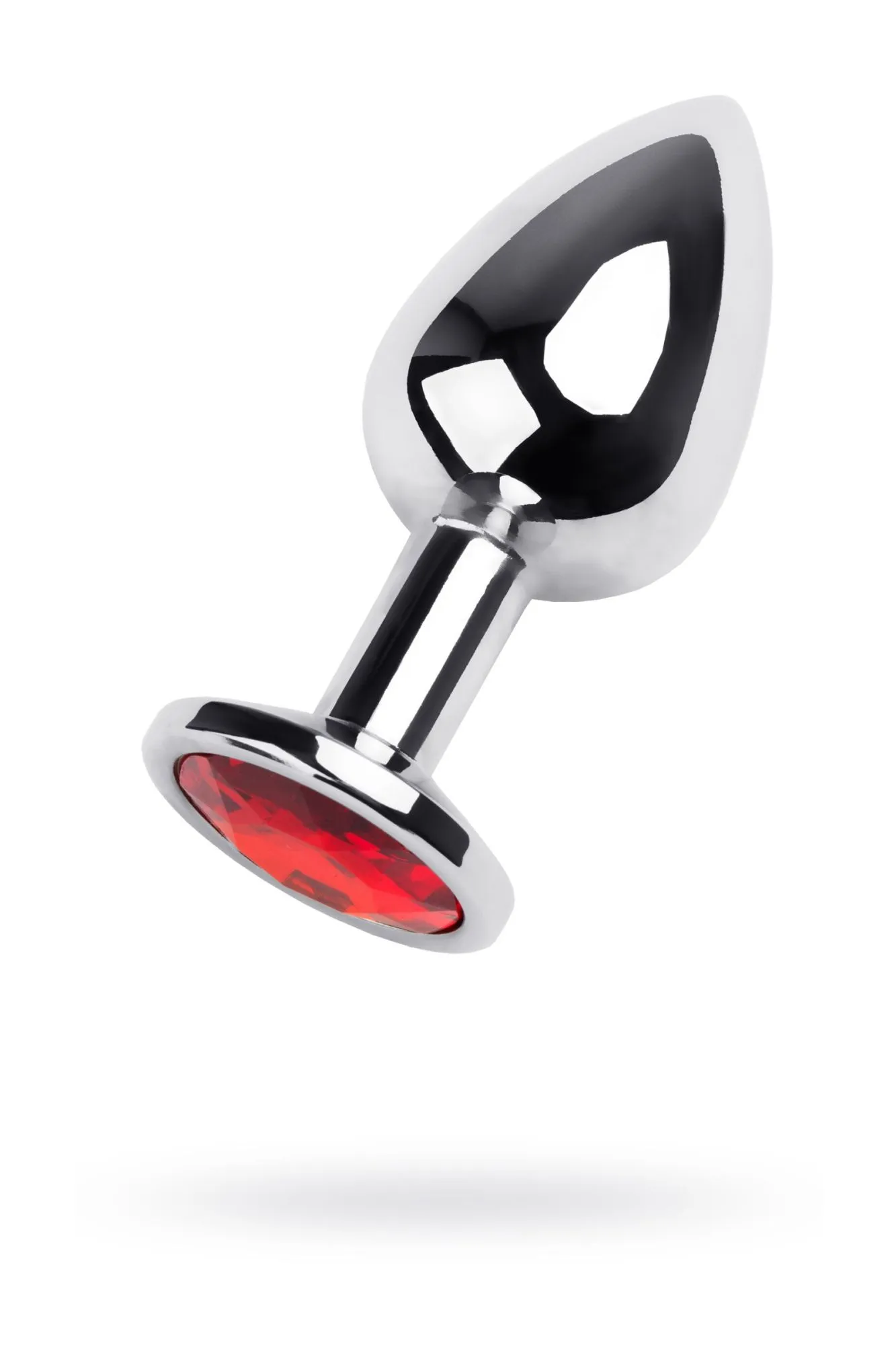 анальная втулка metal by toyfa, металл, серебряная, с красным кристаллом, 8 см, ø 3,5 см, 265 г в 