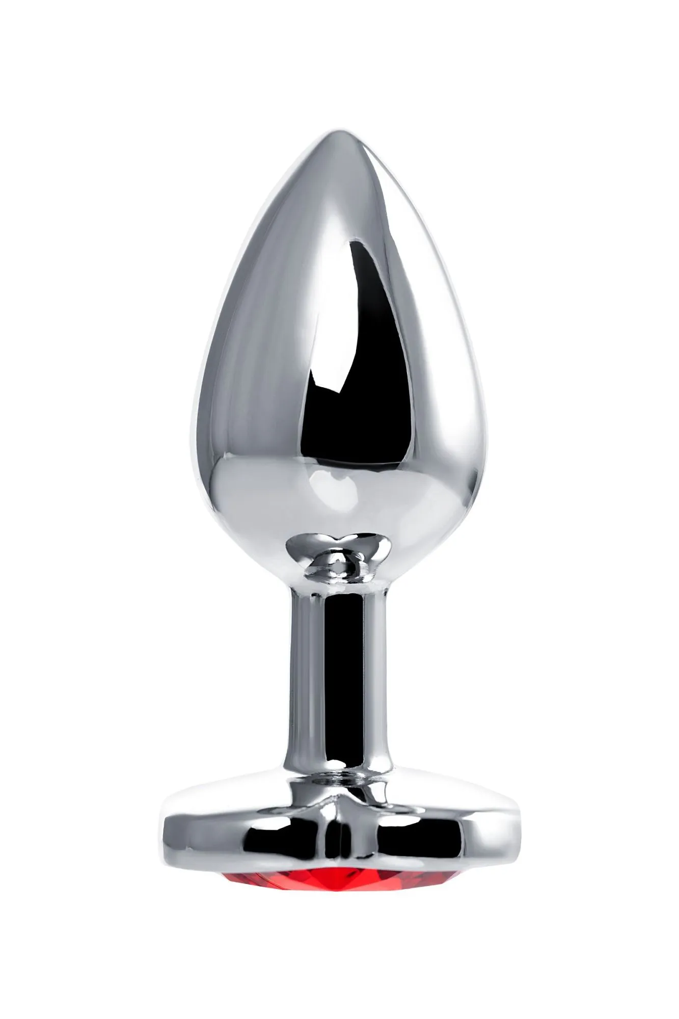 анальная втулка штучки-дрючки, металл, серебряная, с красным кристаллом, 7 см, ø 2,7 см, 50 г в 