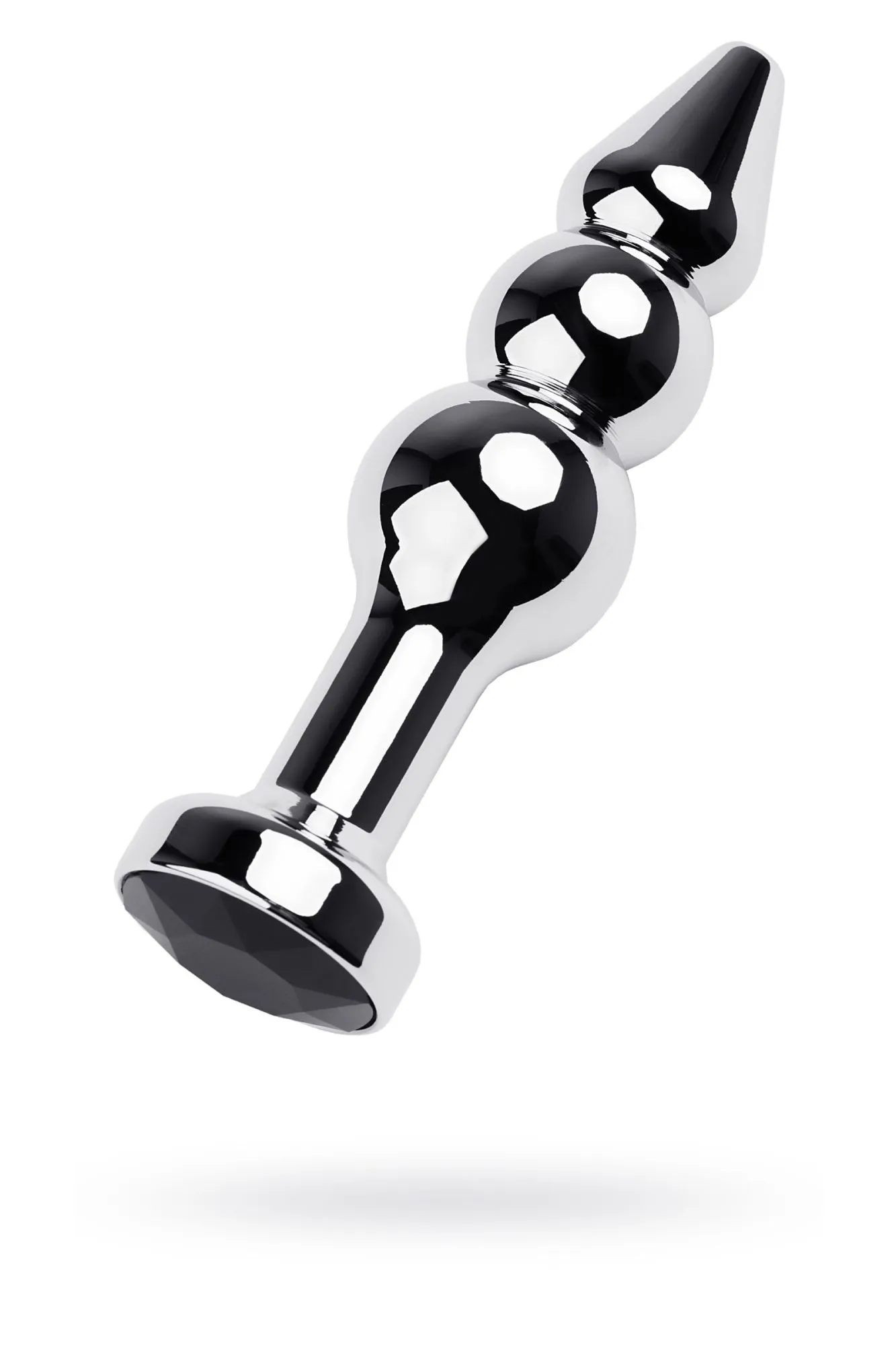 анальная втулка metal by toyfa, металл, серебряная, с чёрным кристаллом в 