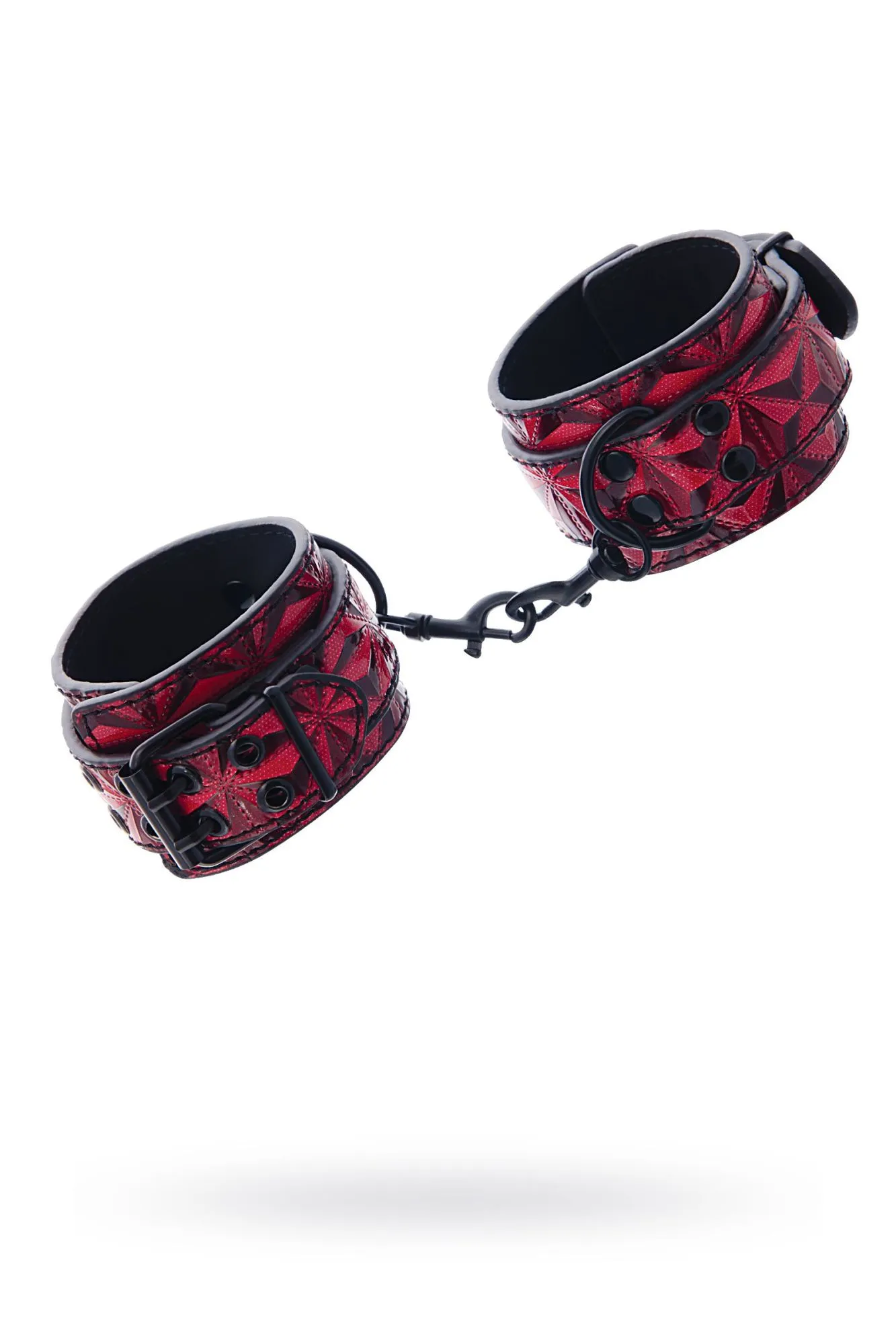 наручники toyfa theatre из материала с 3d эффектом, красные, 27 см в 