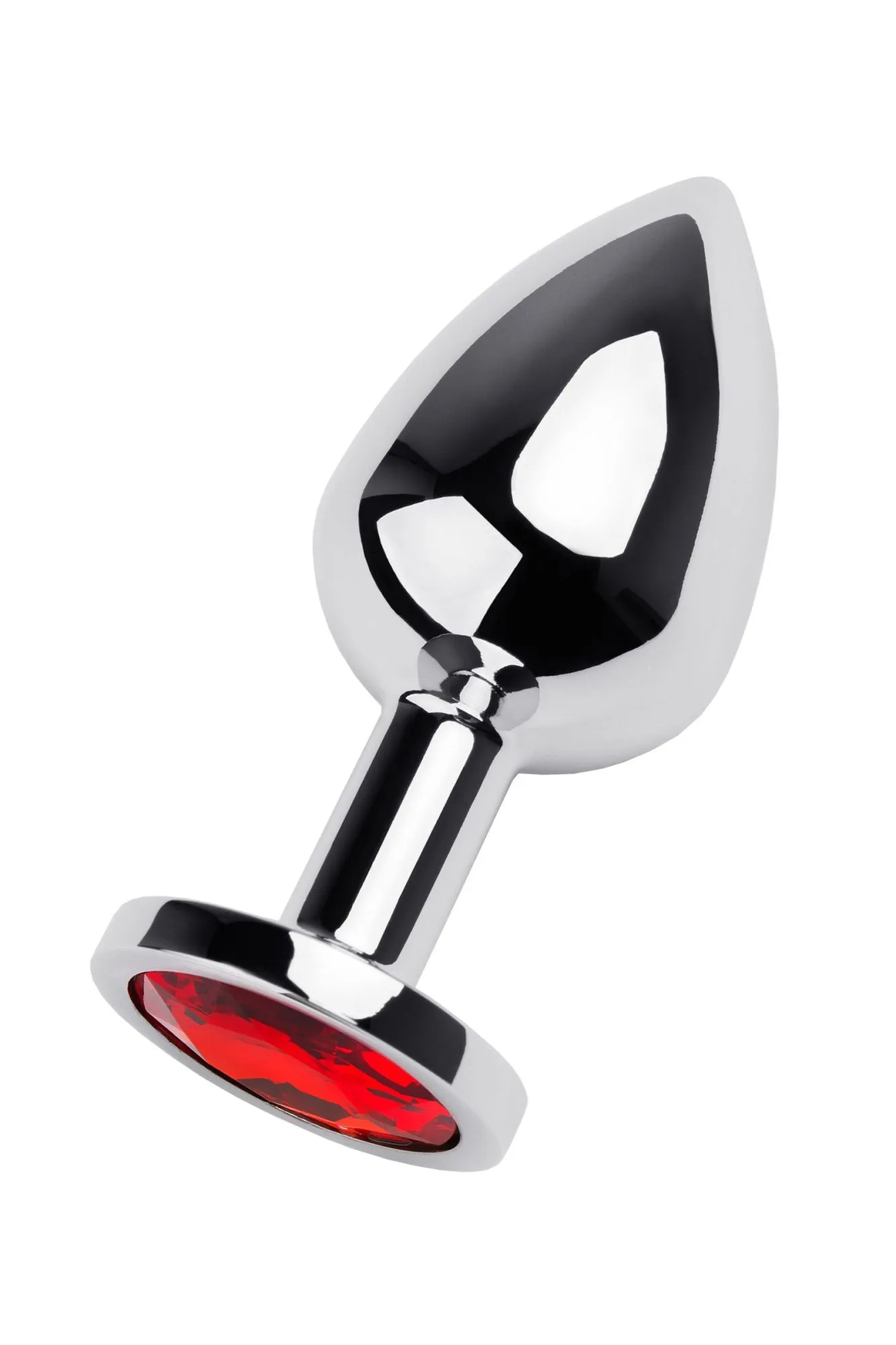 анальная втулка metal by toyfa, металл, серебряная, с красным кристаллом, 8 см, ø 3,4 см, 85 г в 