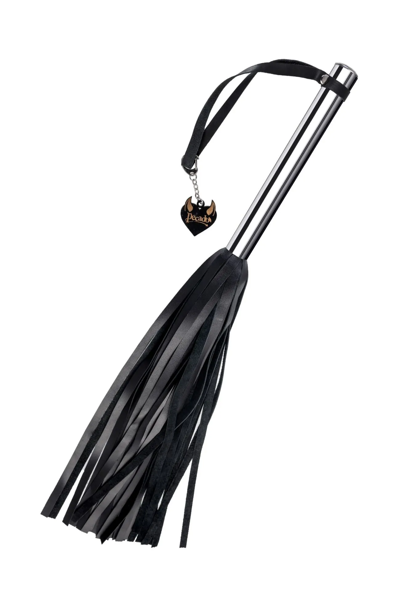 плеть большая pecado bdsm, металлическая рукоять, чёрные хлысты, натуральная кожа в 