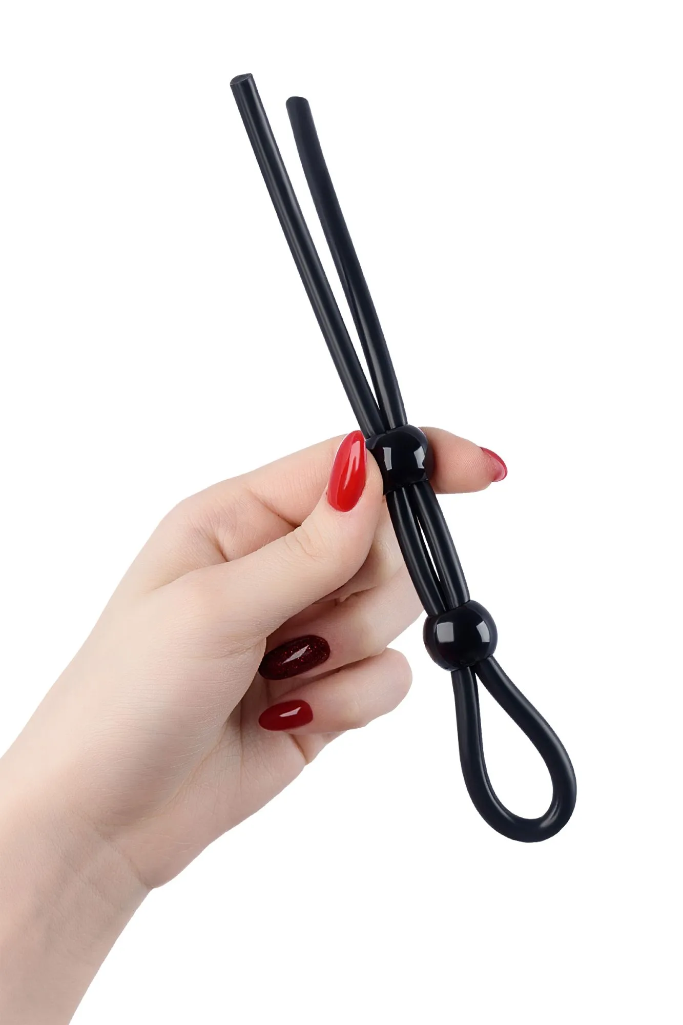 лассо на пенис a-toys by toyfa с двумя бусинами, силикон, черное, 19,5 см в 