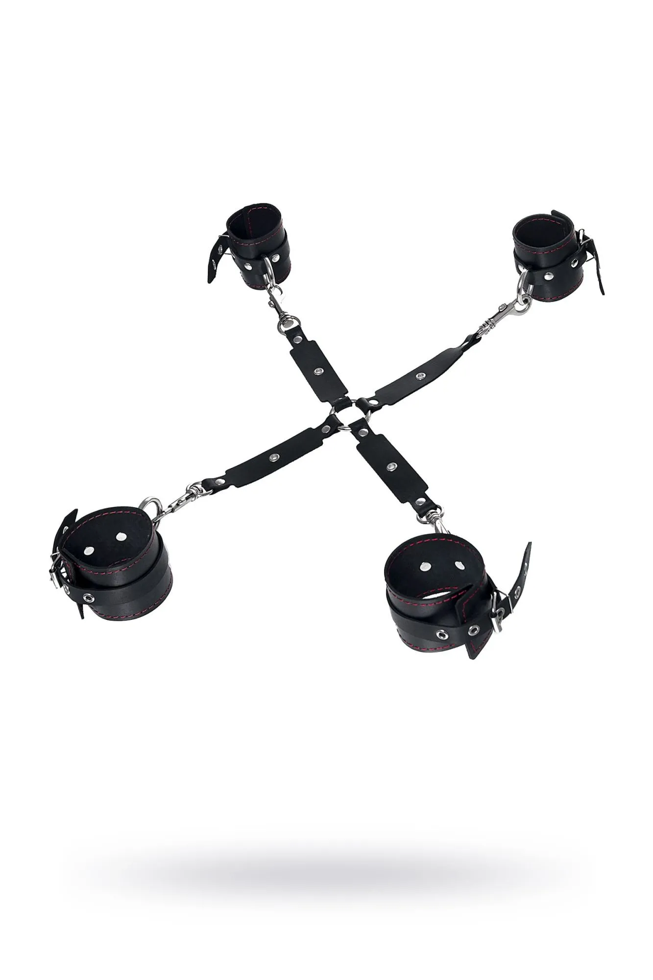 бондажный набор pecado bdsm, сцепка, наручники, оковы, натуральная кожа, черный в 
