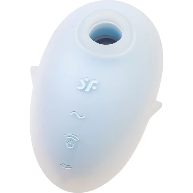 вакуум-волновой стимулятор клитора с вибрацией satisfyer cutie ghost, силикон, голубой, 9,1 см в 