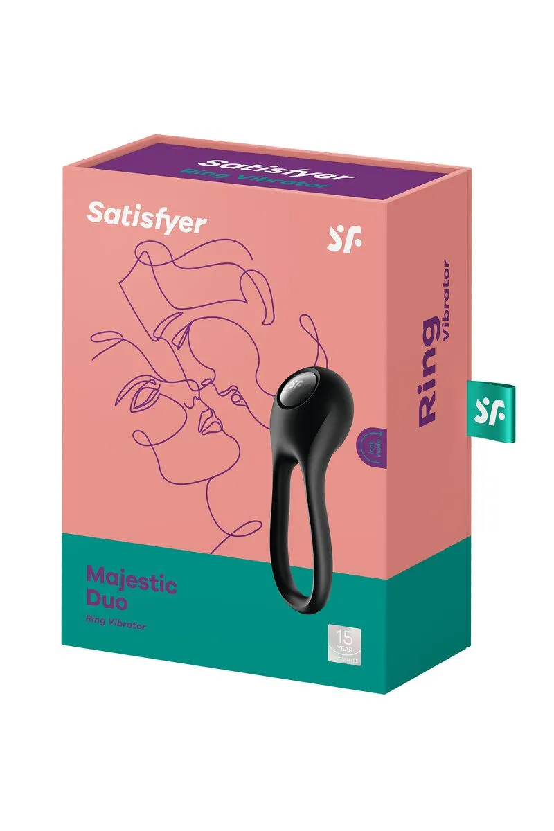 эрекционное кольцо на пенис satisfyer majestic duo, силикон, чёрный в 