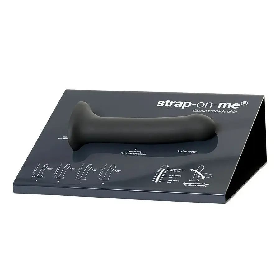 ремневой нереалистичный страпон на присоске strap-on-me, l, силикон, черный, 19 см + дисплей в 