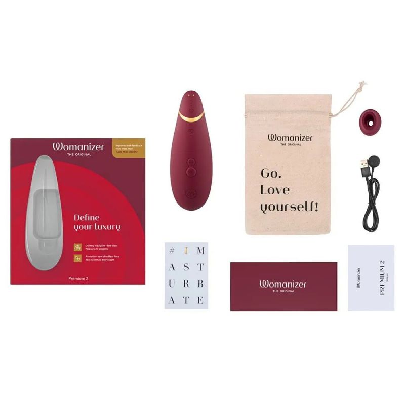 клиторальный стимулятор womanizer premium 2, бордовый в 