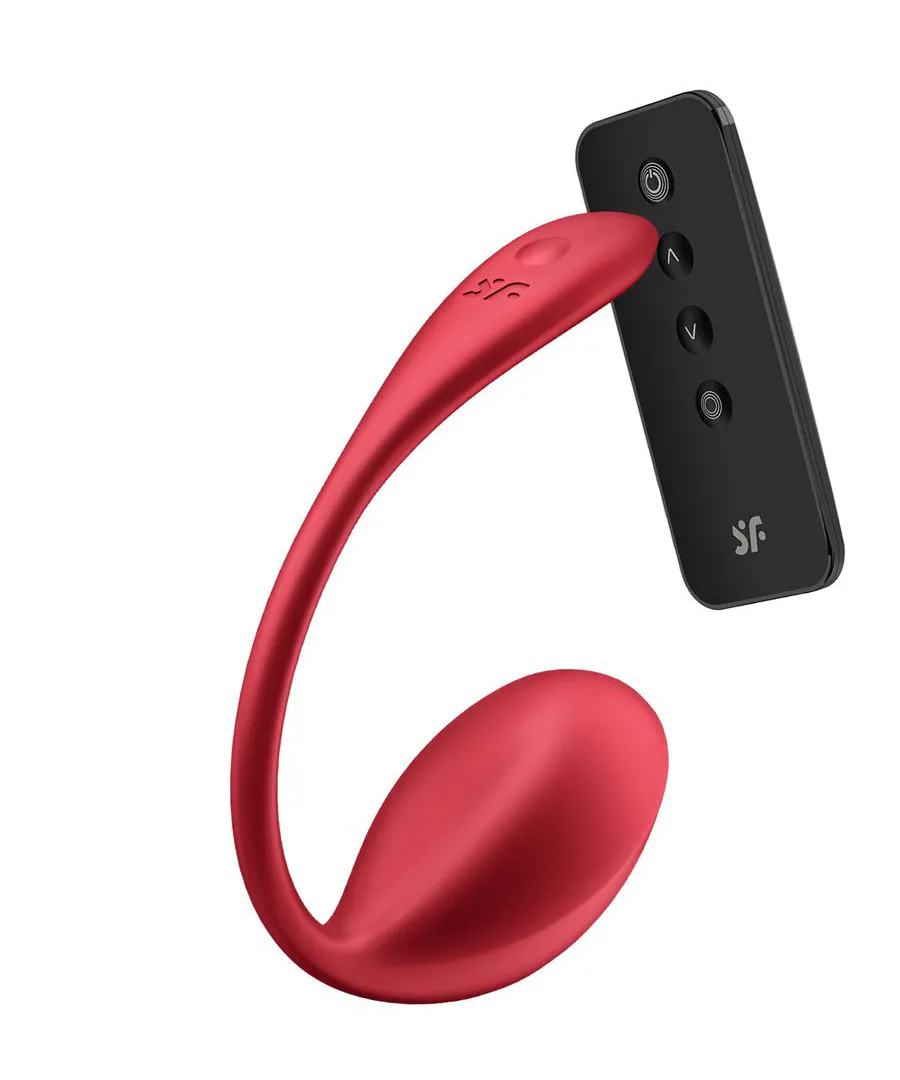Виброяйцо Satisfyer Shiny Petal Connect App с пультом ДУ, красный, 7,5 см