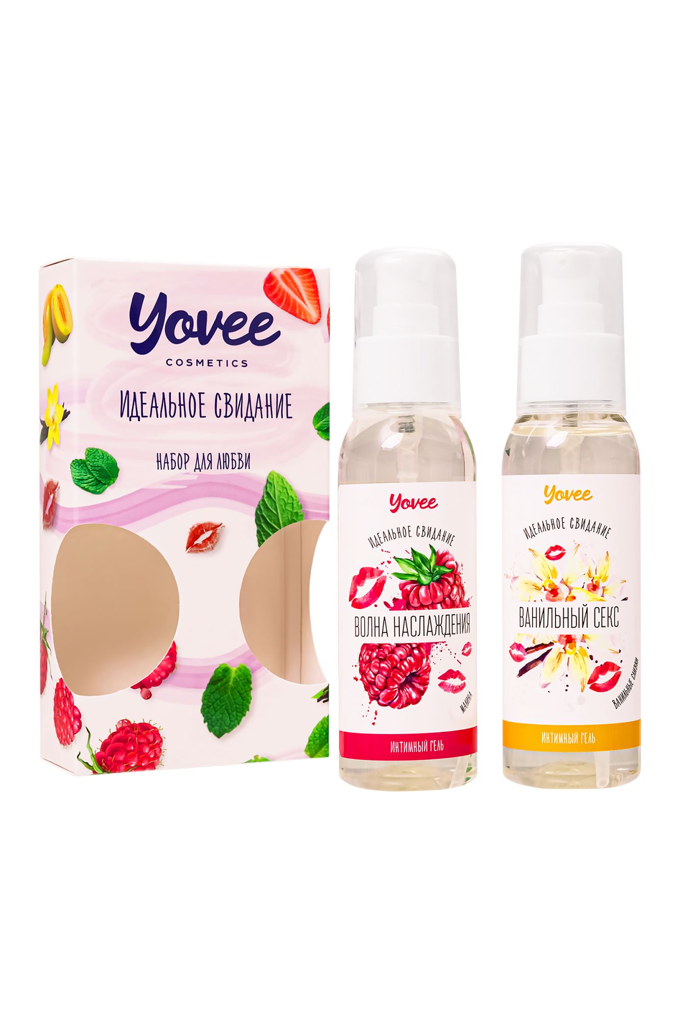 набор гелей-смазок yovee для любви (721001+721011), вкусовые (малина+ванильные сливки), 2х100 мл в 