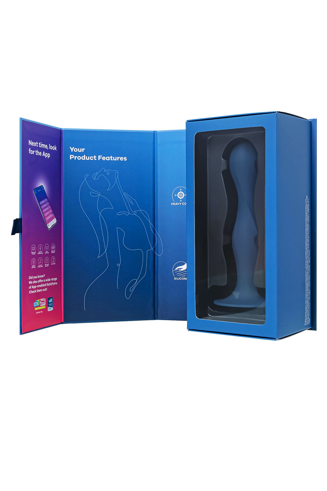 фаллоимитатор satisfyer double ball-r, силикон, синий, 18 см в 