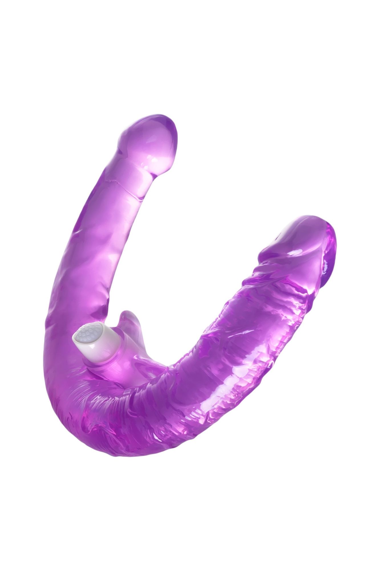 фаллоимитатор двусторонний с вибропулей toyfa double dildo with vibro bullet, tpr, фиолетовый, 35 см в 