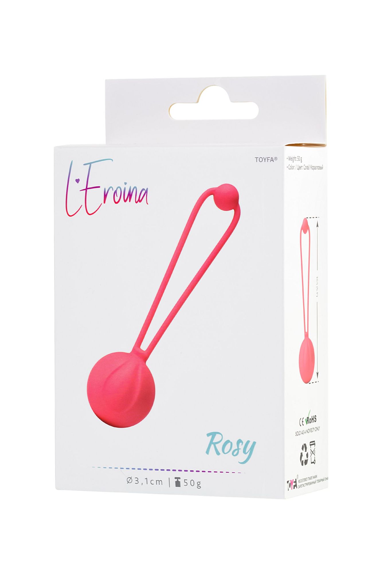 вагинальный шарик l'eroina by toyfa rosy, силикон, красные, 10,5 см в 