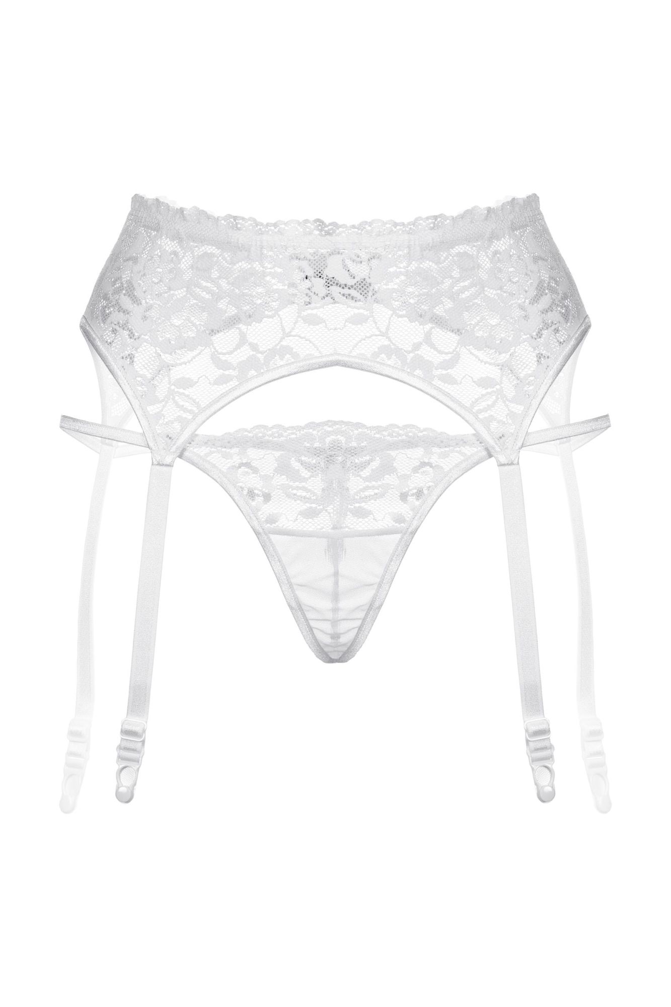 Эротическое пояс для чулок и стринги softline collection кружевные, белый, m/l в 