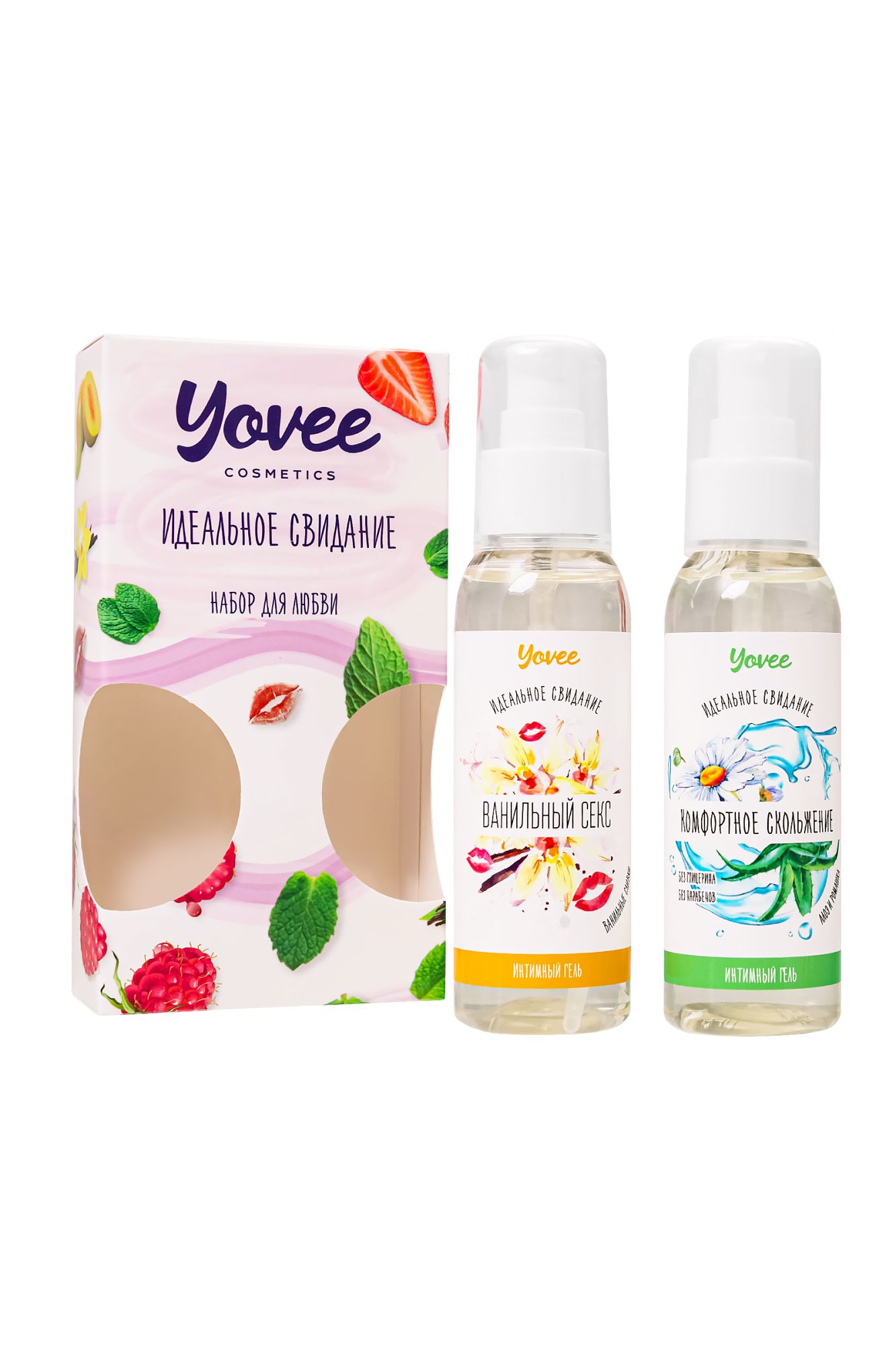 набор гелей-смазок yovee для любви (721011+721053), вкусовой (ваниль. сливки) + увл (алоэ), 2х100мл в 