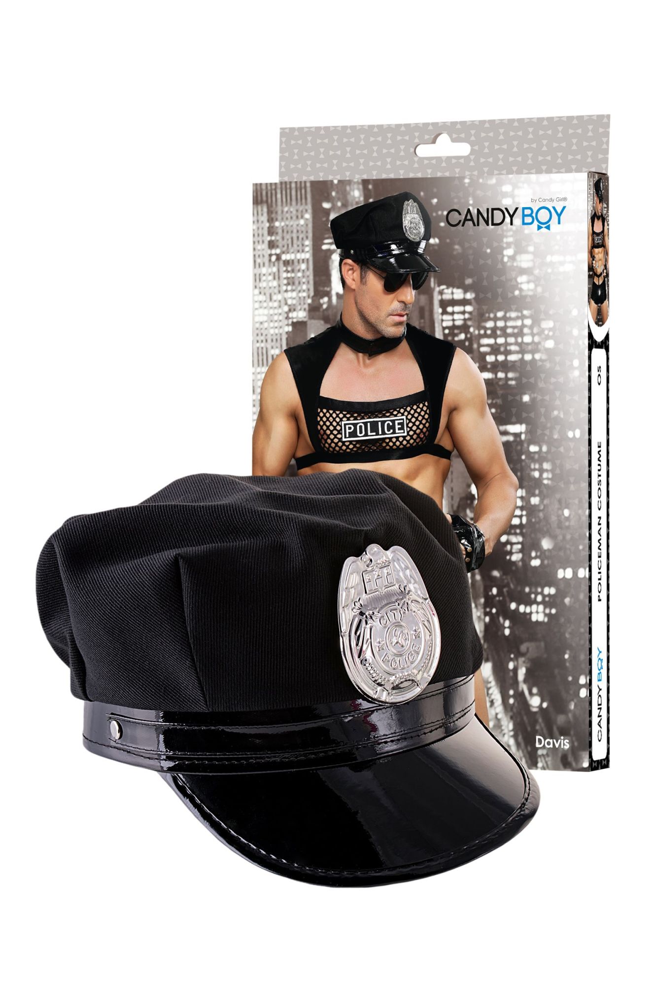 Эротическое костюм полицейского candy boy davis, черный, os в 