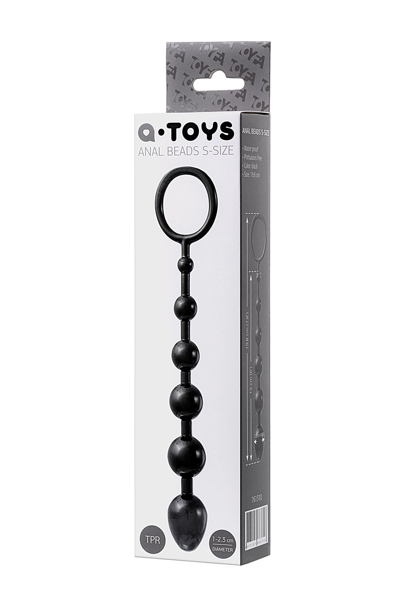 анальная цепочка toyfa a-toys s, tpe, черный, 19,8см в 