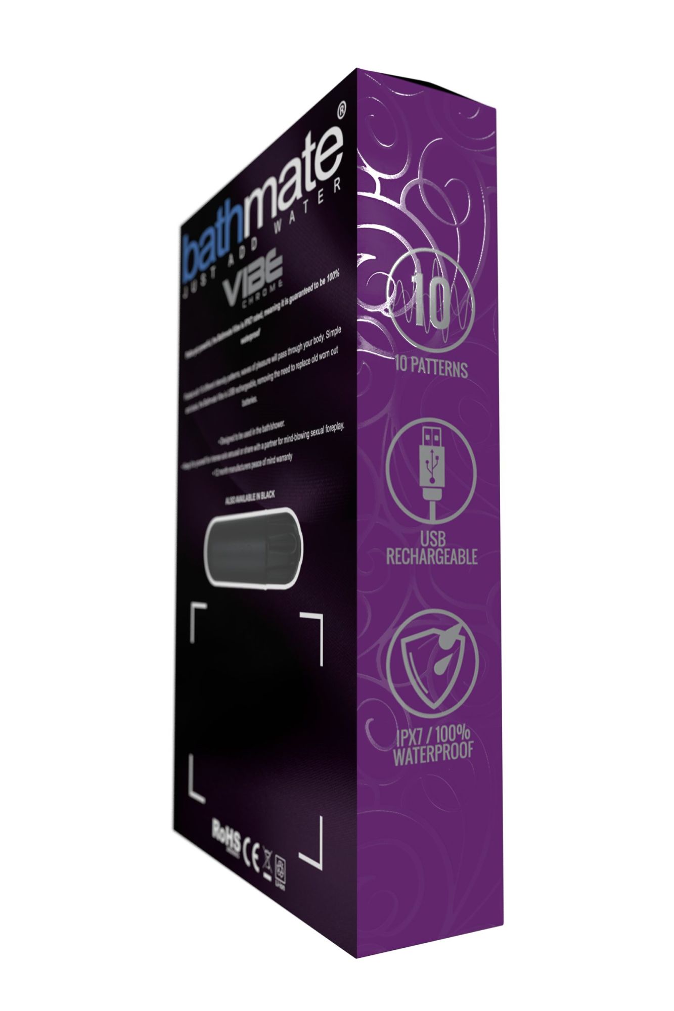 вибропуля bathmate vibe bullet chrome, пластик, серебряная в 
