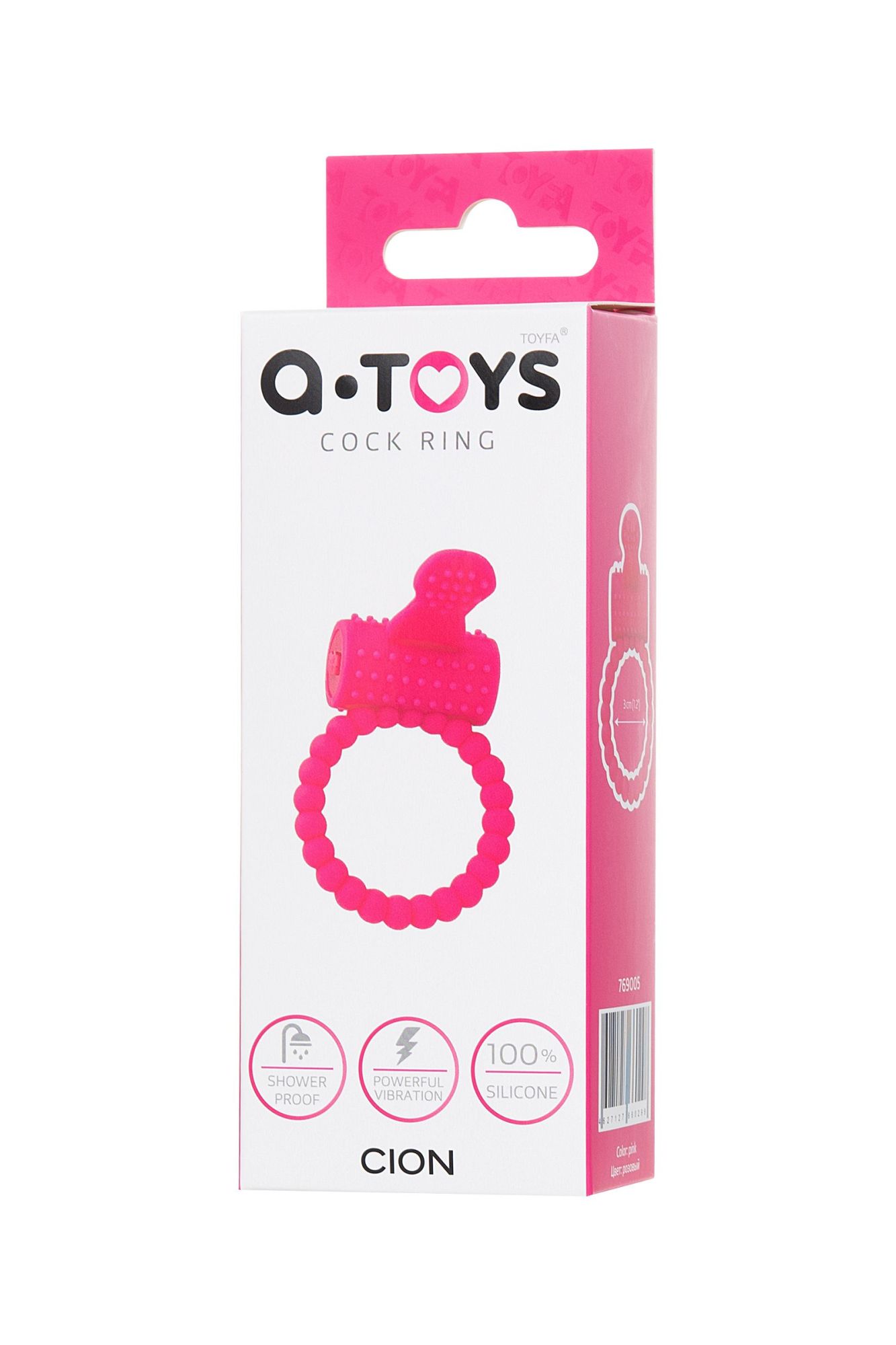 эрекционное кольцо на пенис toyfa  a-toys cion, силикон, розовый, ø 3,5 см в 