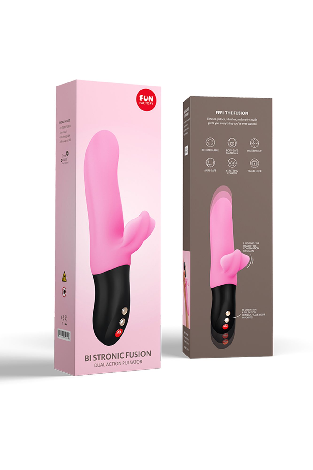 пульсатор fun factory bi stronic fusion, силикон, розовый, 22 см в 
