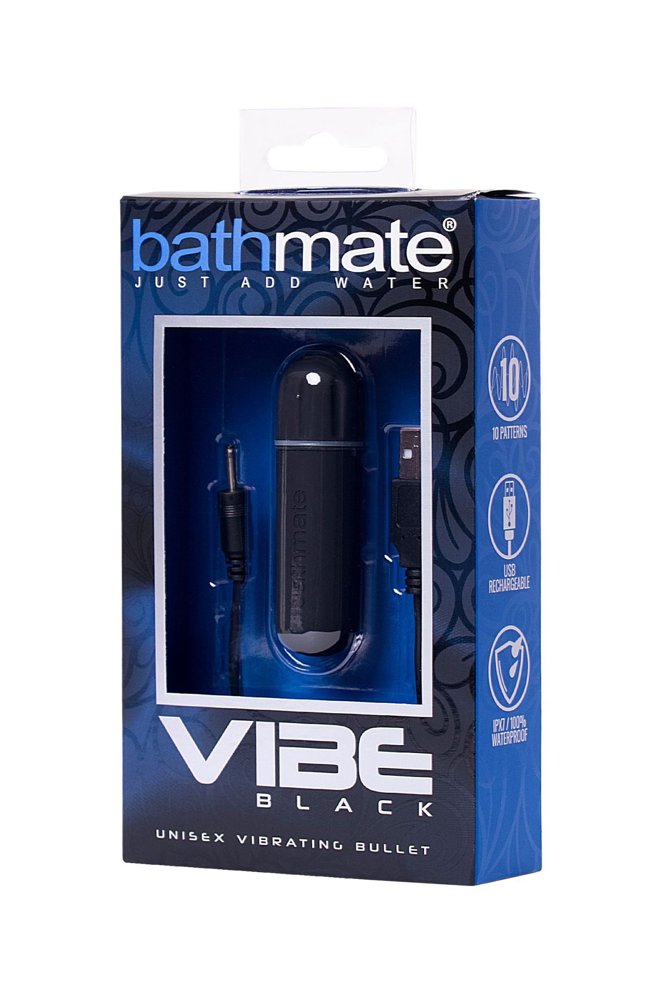 вибропуля bathmate vibe bullet black, перезаряжаемая, водонепронецаемая, пластик, черная в 