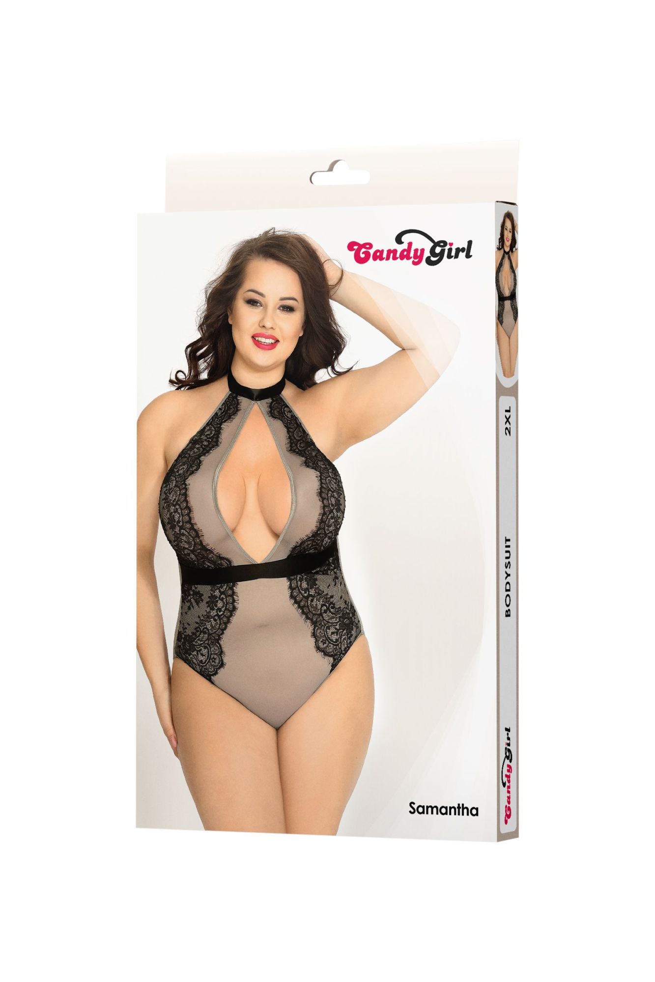 Эротическое боди candy girl samantha, серое, 2xl в 