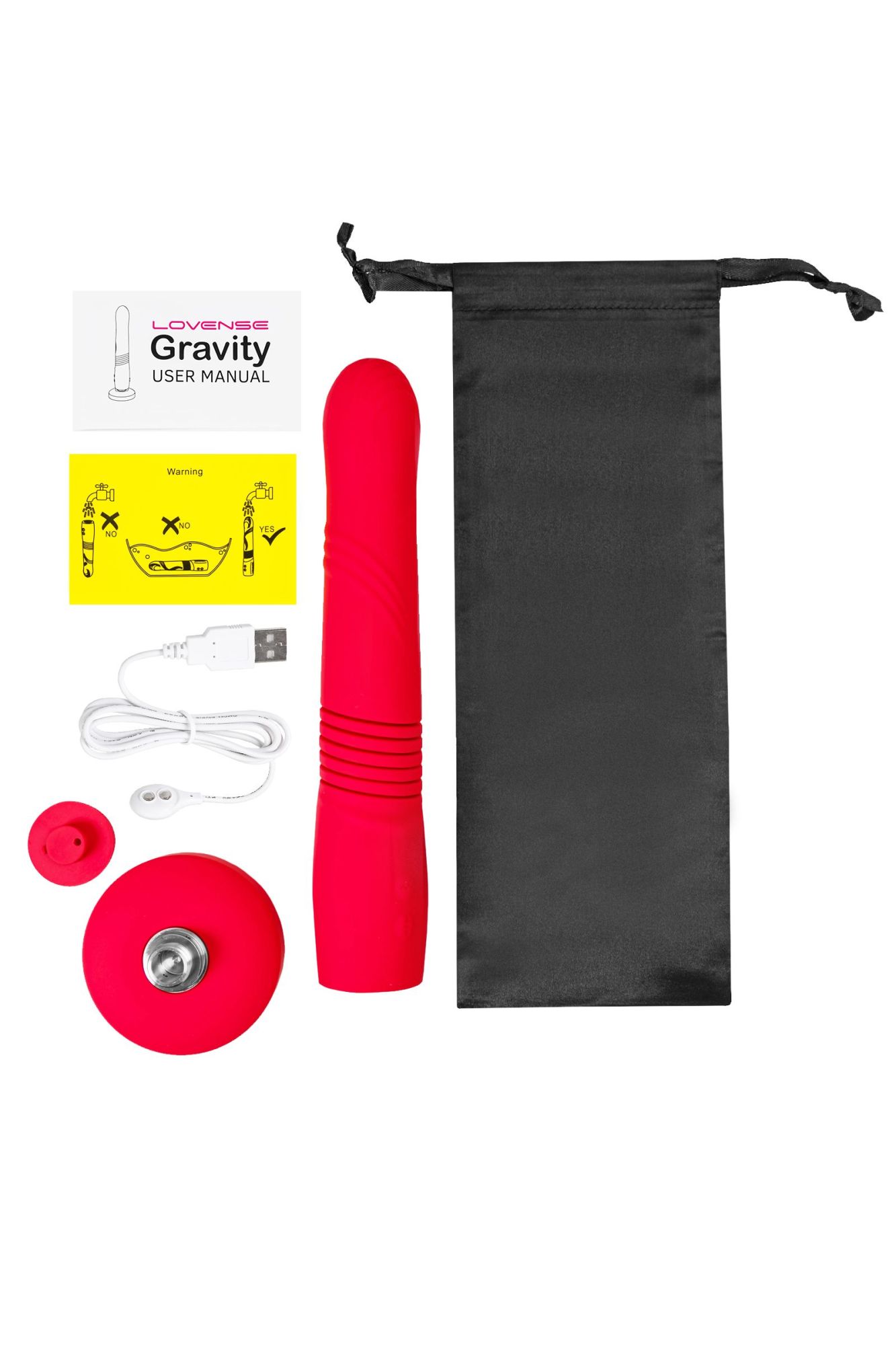 пульсатор gravity lovense tpe, красный, силикон, 25,9 см в 