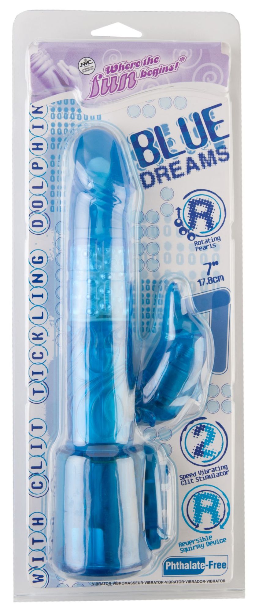 вибратор nmc blue dream в форме «дельфина», синий в 