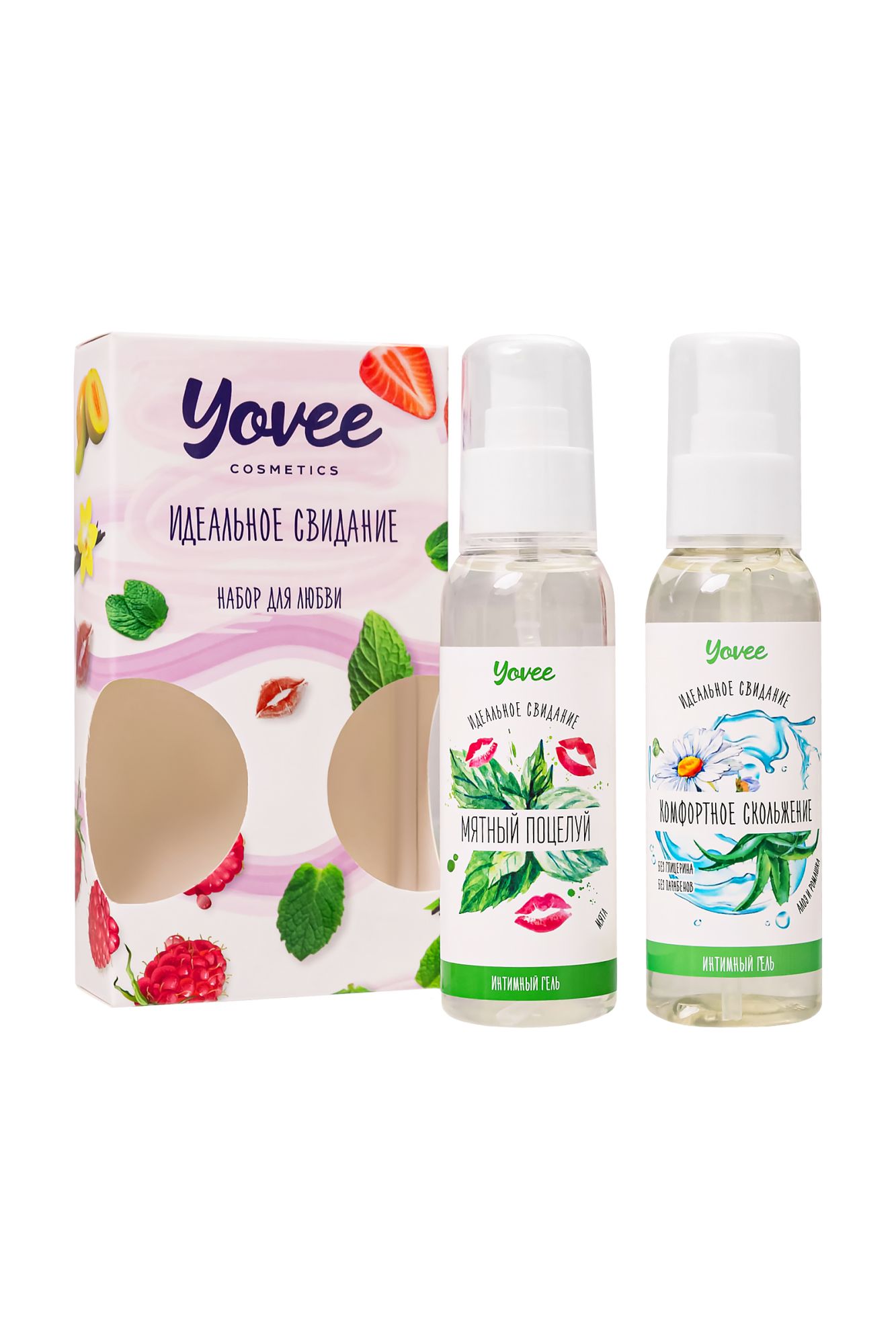 набор гелей-смазок yovee для любви (721005+721053), вкусовой (мята) + увл (алоэ), 2х100 мл в 