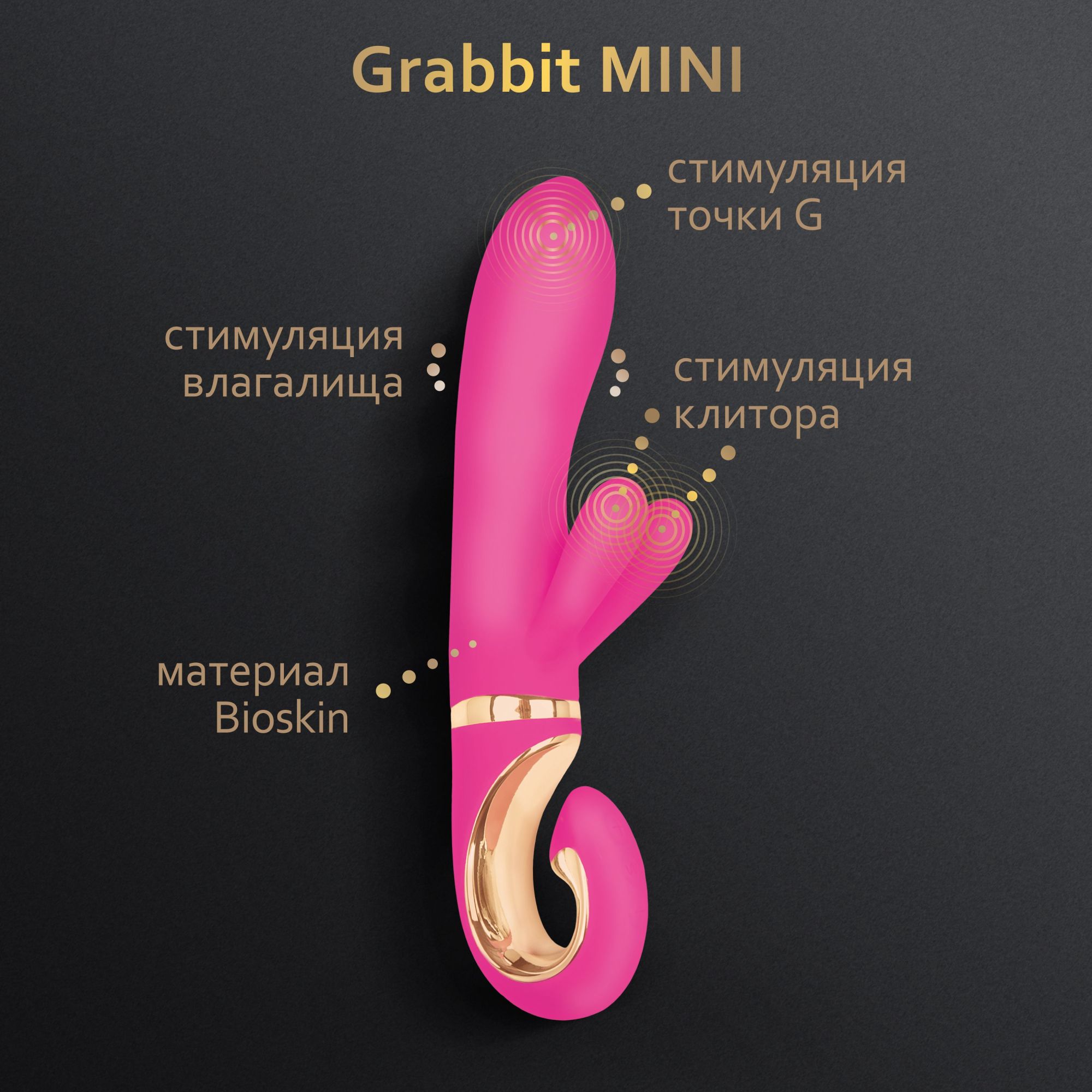 вибромассажер gvibe grabbit mini для клитора и точки g, с тремя моторами, розовый в 