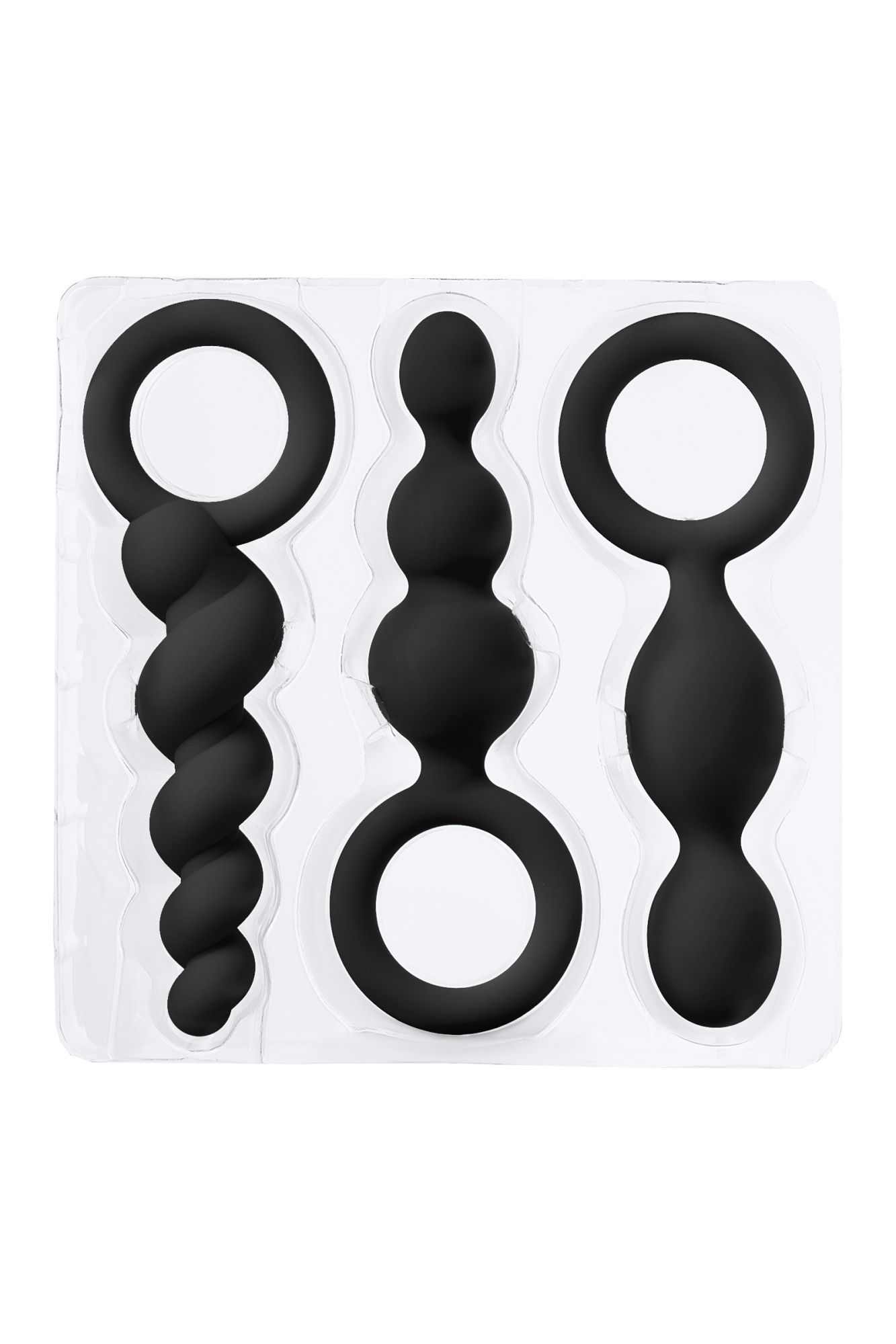 набор анальных плагов satisfyer, силикон, чёрный, 13,5 см. в 
