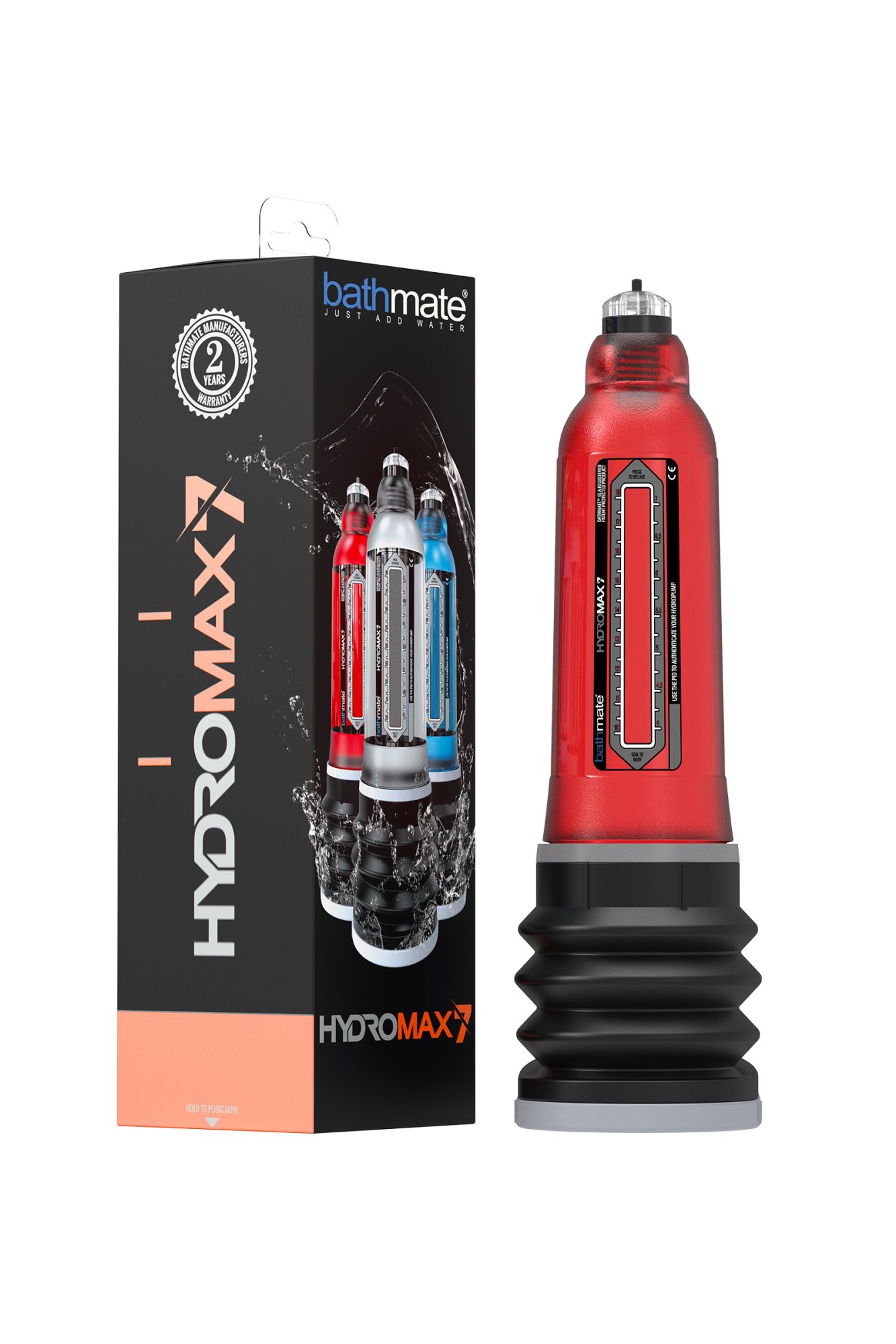 гидропомпа bathmate hydromax7, abs пластик, красный, 30 см (аналог hydromax x30) в 