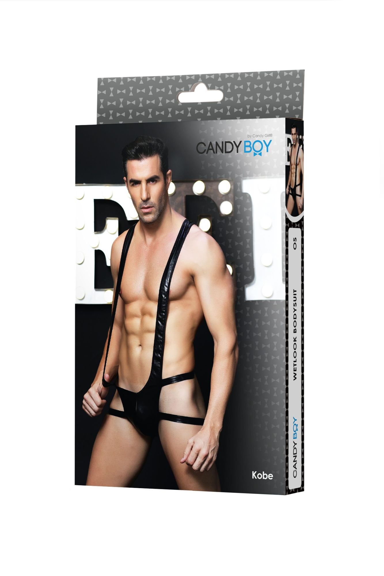 Эротическое боди wetlook candy boy kobe черное, os в 